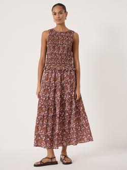 HUSH Floral Shirred Chiffon Top, Sunset - view 2, Sunset