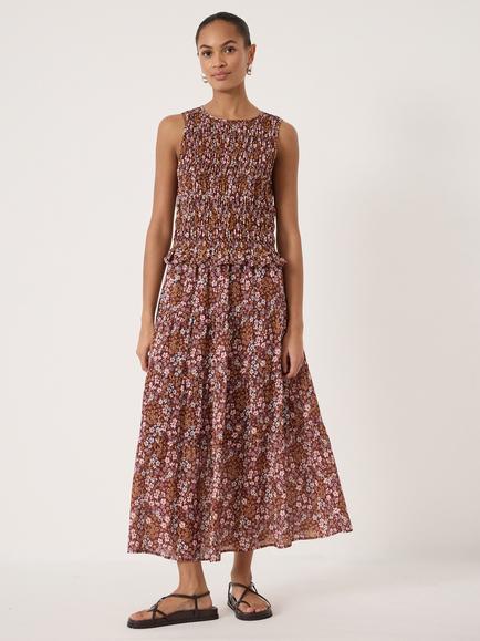 HUSH Floral Shirred Chiffon Top, Sunset - view 2, Sunset