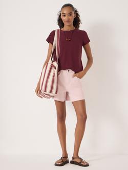 HUSH Crew Neck Slim Fit T-Shirt, Light Blue - view 2, Wine Red