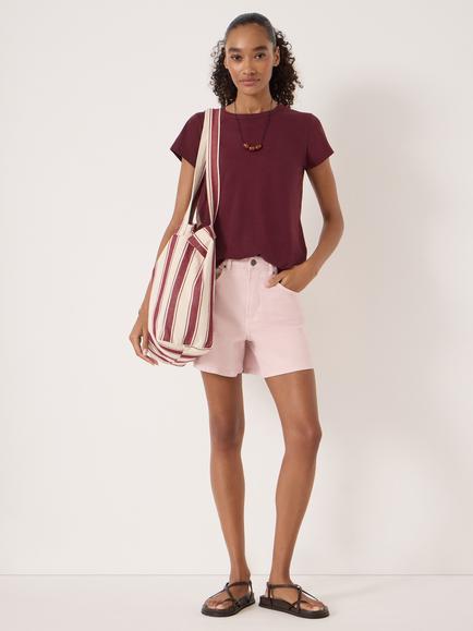 HUSH Crew Neck Slim Fit T-Shirt - view 2, Wine Red