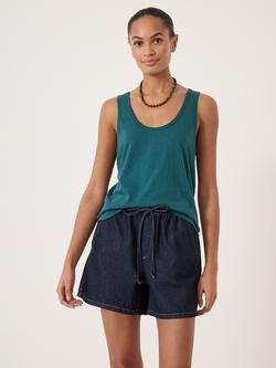 HUSH Scoop Neck Slub Vest Top, Teal Green, Teal Green