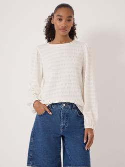 HUSH Thalia Seersucker Jersey Top, Dark Khaki Green, Stone White