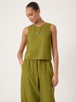 HUSH Vera Linen Blend Sleeveless Shell Top, Olive Green, Olive Green