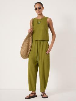 HUSH Vera Linen Blend Sleeveless Shell Top, Olive Green - view 2, Olive Green