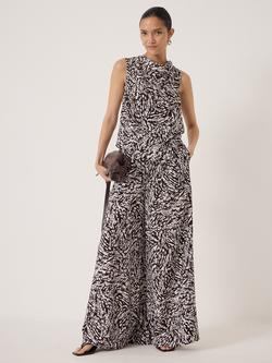 HUSH Airflow Extra Wide Leg Trousers containing LENZING™ ECOVERO™ Viscose - view 2, Black/White