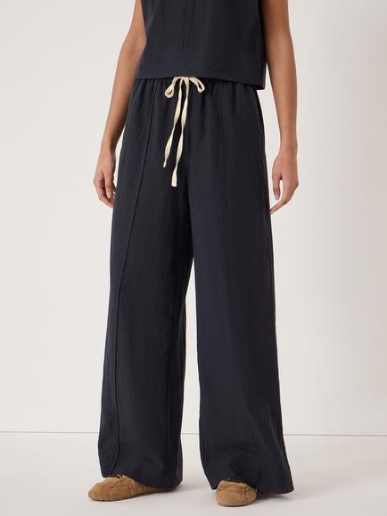HUSH Peony Wide Leg Trousers, Navy Blue, Navy Blue