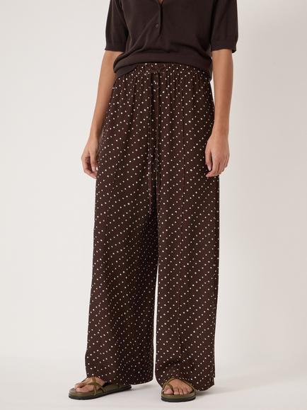 HUSH Petunia Painted Geometric Trousers containing LENZING™ ECOVERO™ Viscose, Brown, Brown