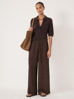 HUSH Petunia Painted Geometric Trousers containing LENZING™ ECOVERO™ Viscose, Brown - view 2, Brown