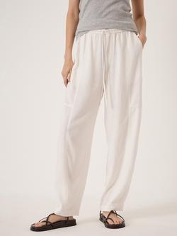 HUSH Tovi Barrel Leg Linen Blend Trousers containing LENZING™ ECOVERO™ Viscose, White, White