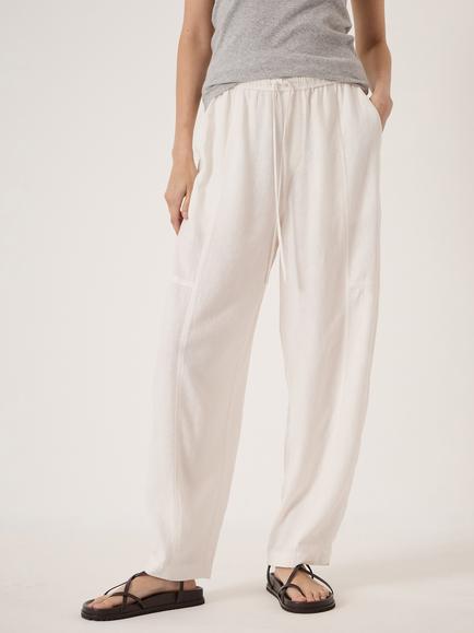 HUSH Tovi Linen Blend Barrel Leg Trousers containing LENZING™ ECOVERO™ Viscose, White