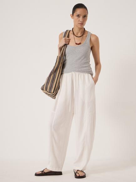HUSH Tovi Linen Blend Barrel Leg Trousers containing LENZING™ ECOVERO™ Viscose - view 2, White