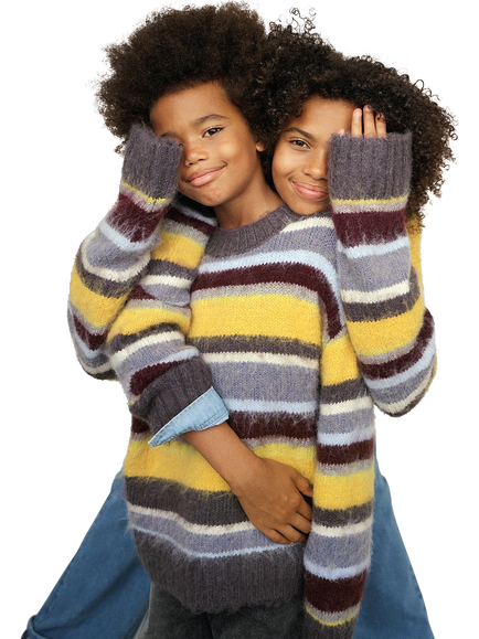 Molo Kids' Bosse Stripe Crew Neck Jumper, Space Dye Green - view 2, Space Dye Green