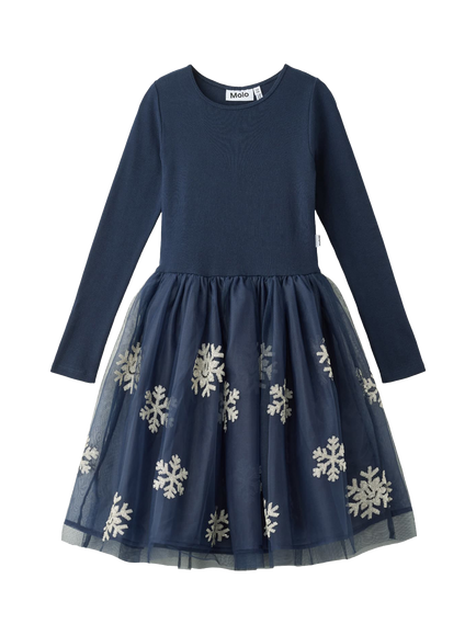 Molo Kids' Cyrus Snowflake Dress, Blue, Blue