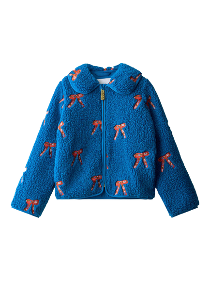 Molo Kids' Unna Bow Embroidery Fleece Jacket, Blue, Blue