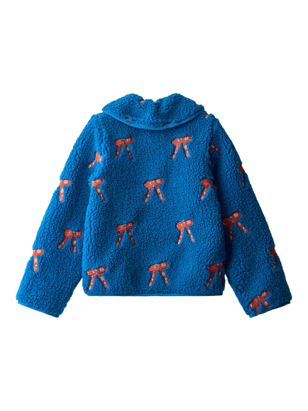 Molo Kids' Unna Bow Embroidery Fleece Jacket, Blue - view 2, Blue