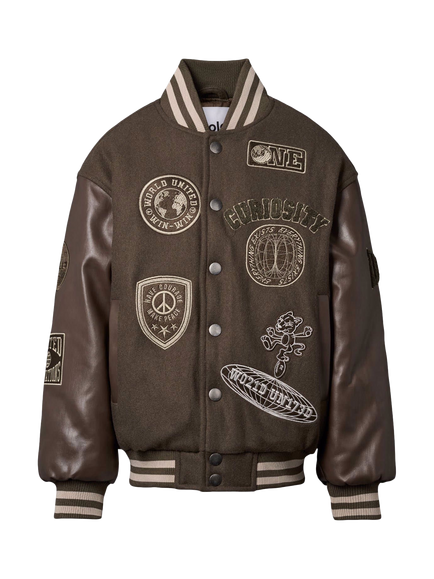 Molo Kids' Hani Wool Blend Bomber Jacket, Brown - view 2, Brown