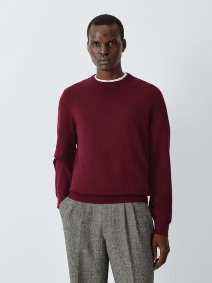John Lewis Crew Neck Cashmere Jumper,, Burgundy