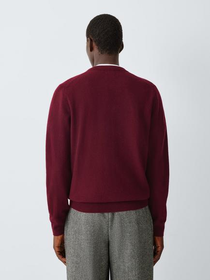 John Lewis Crew Neck Cashmere Jumper, - view 2, Burgundy
