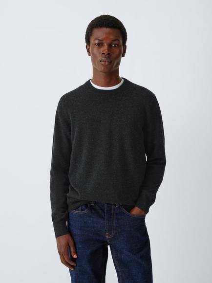 John Lewis Crew Neck Cashmere Jumper, Charcoal