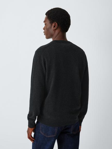 John Lewis Crew Neck Cashmere Jumper - view 2, Charcoal