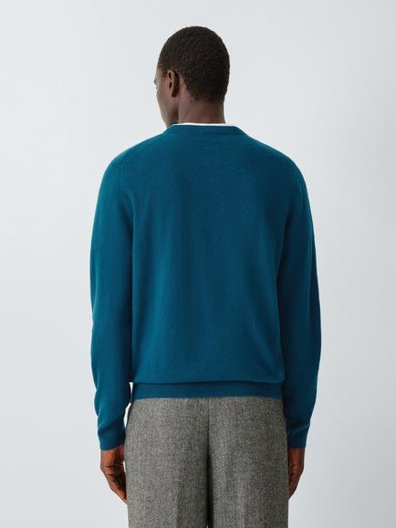 John Lewis Crew Neck Cashmere Jumper, - view 2, Ocean