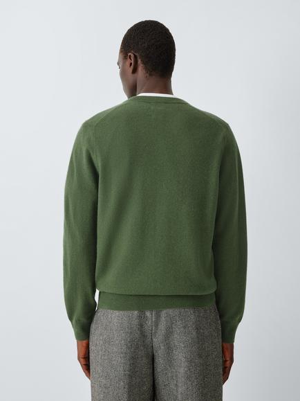 John Lewis V Neck Cashmere Jumper - view 2, Basil