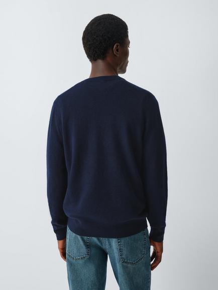 John Lewis V Neck Cashmere Jumper - view 2, Navy