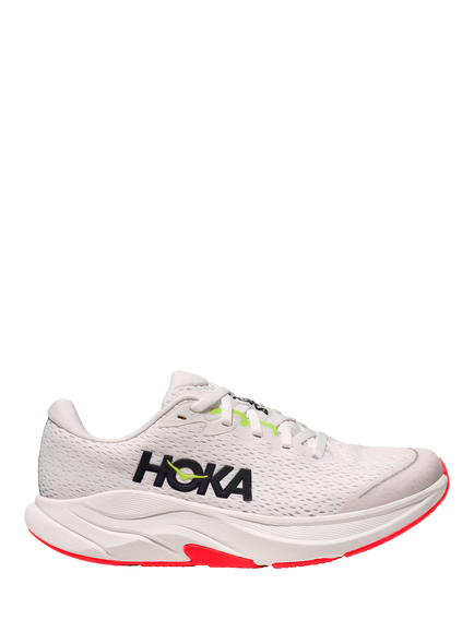 HOKA Kids' Rincon 4 Mesh Lace Up Trainers, White/Neon, White/Neon