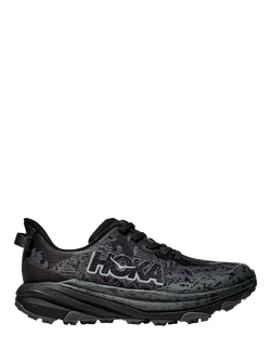 HOKA Kids' Speedgoat 6 Lace Up Mesh Trainers, Obsidian, Obsidian