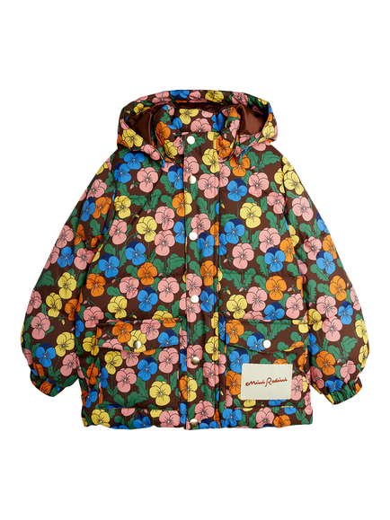 Mini Rodini Kids' Violas Hooded Floral Puffer Jacket, Multi, Multi