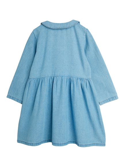 Mini Rodini Kids' Rabbit Print Button Through Denim Dress, Blue - view 2, Blue