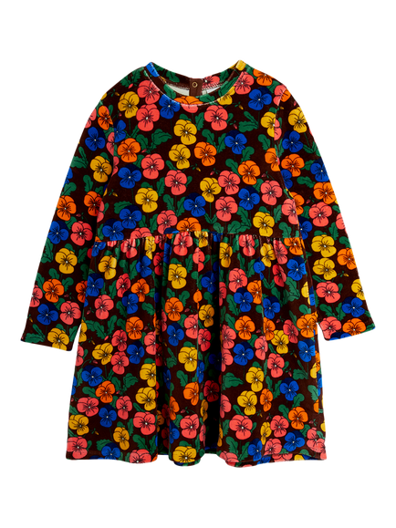 Mini Rodini Kids' Violas Long Sleeve Dress, Brown, Brown