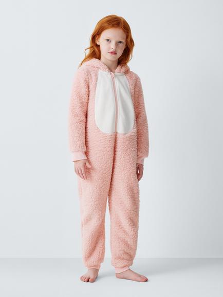 John Lewis Kids' Bunny Onesie, Pink - view 2, Pink
