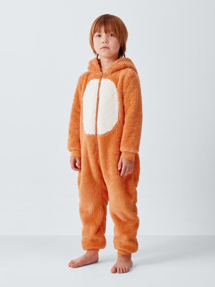 John Lewis Kids' Fox Fleece Onesie, Orange, Orange