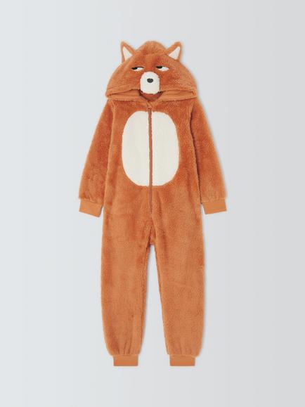 John Lewis Kids' Fox Fleece Onesie, Orange, Orange