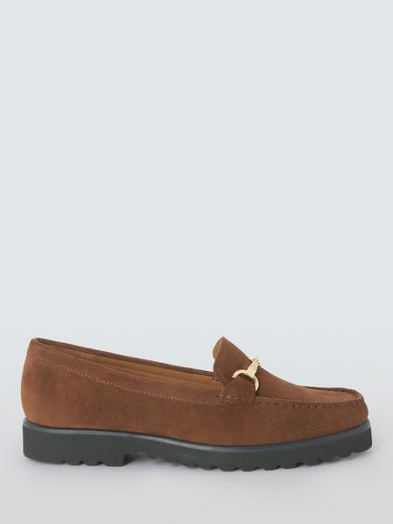 John Lewis Orlie Suede Snaffle Trim Flatform Moccasins, Chocolate, Chocolate