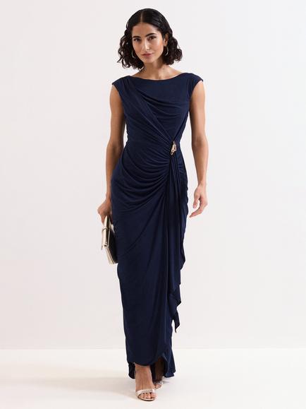 Phase Eight Donna Ruched Maxi Dress, Navy, Navy
