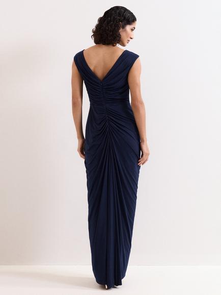 Phase Eight Donna Ruched Maxi Dress, Navy - view 2, Navy