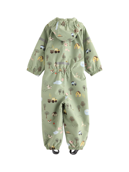Lindex Baby Printed Puddle Suit, Dusty Green - view 2, Dusty Green