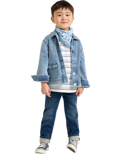 Lindex Kids' Button Front Denim Jacket, Blue, Blue