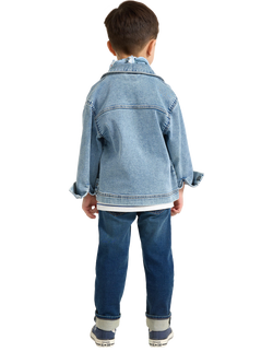 Lindex Kids' Button Front Denim Jacket, Blue - view 2, Blue