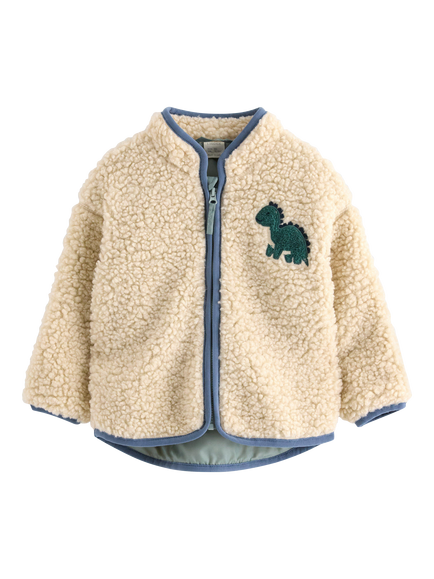 Lindex Baby Dinosaur Embroidery Outdoor Coat, Light Beige, Light Beige