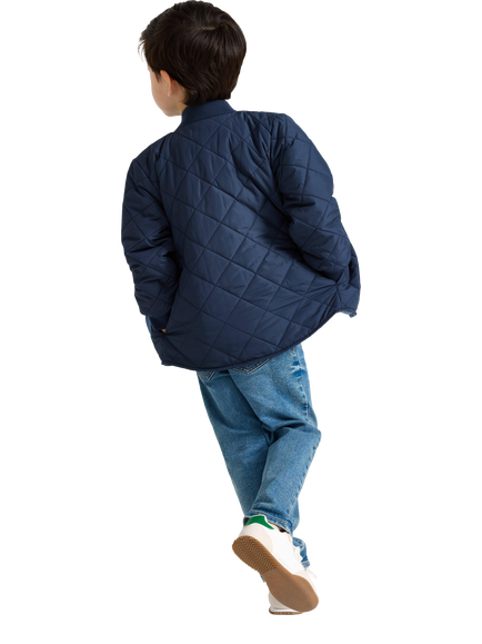 Lindex Kids' Quilted Zip Front Jacket, Dark Blue - view 2, Dark Blue