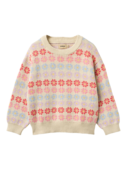 WHEAT Kids' Harlow Knitted Long Sleeve Jumper, Sandshell - view 2, Sandshell