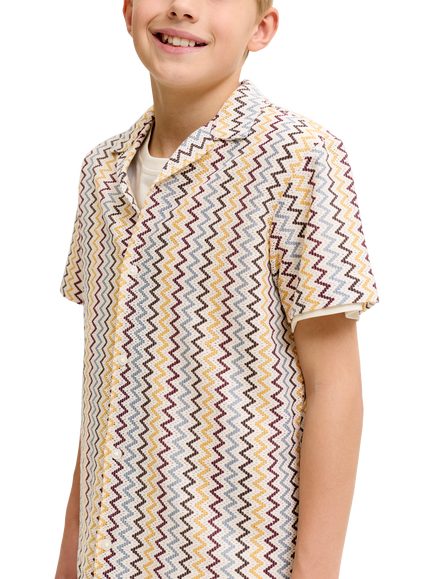 Jack & Jones Kids' Short Sleeve Crochet Shirt, Snow White - view 2, Snow White