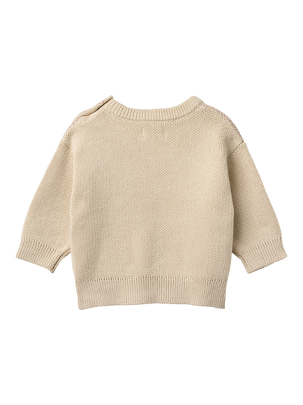WHEAT Baby Solveig Knitted Long Sleeve Jumper, Natural - view 2, Natural