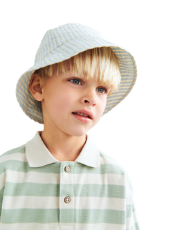 WHEAT Kids' Fred Long Sleeve Stripe Polo Shirt, Mint - view 2, Mint