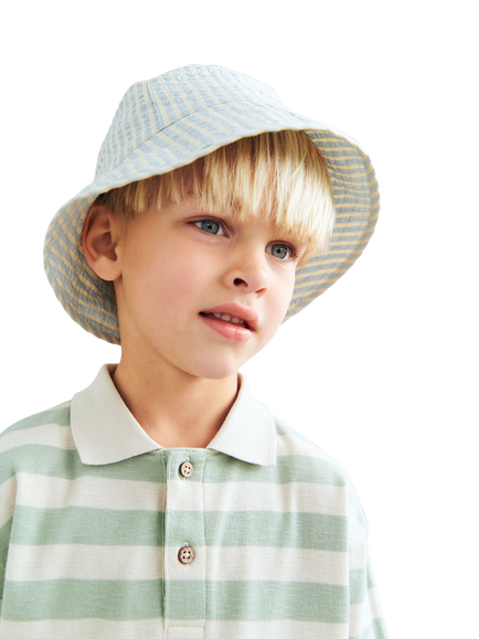 WHEAT Kids' Fred Long Sleeve Stripe Polo Shirt, Mint - view 2, Mint