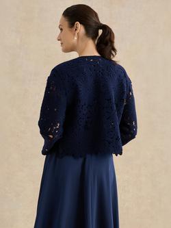 Hobbs Syon Crochet Knit Jacket, Navy - view 2, Navy