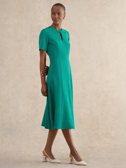 Hobbs Ariela Twist Neck Midi Dress, Meadow Green, Meadow Green